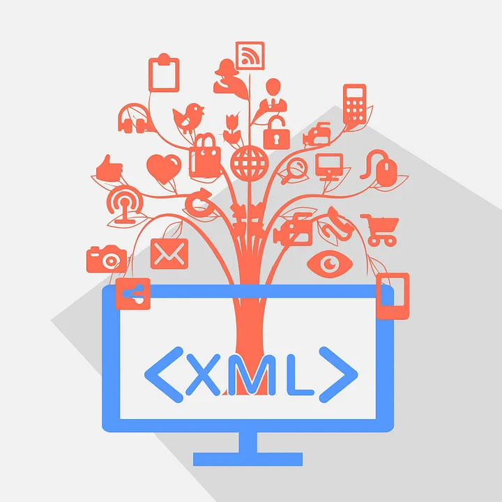 Illustration of a tree sticking out of an XML tag